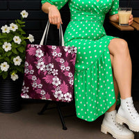 Hawaiian Hibiscus Tribal Floral Pink Tote Bag Polynesian Tapa Pattern - Polynesian Pride