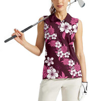 Hawaiian Hibiscus Tribal Floral Pink Women Sleeveless Polo Shirt Polynesian Tapa Pattern LT01 - Polynesian Pride