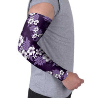 Hawaiian Hibiscus Tribal Floral Purple Arm Sleeves Polynesian Tapa Pattern - Polynesian Pride