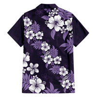 Hawaiian Hibiscus Tribal Floral Purple Family Matching Short Sleeve Bodycon Dress and Hawaiian Shirt Polynesian Tapa Pattern - Polynesian Pride