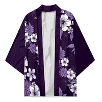 Hawaiian Hibiscus Tribal Floral Purple Kimono Polynesian Tapa Pattern - Polynesian Pride
