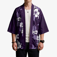 Hawaiian Hibiscus Tribal Floral Purple Kimono Polynesian Tapa Pattern - Polynesian Pride