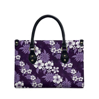 Hawaiian Hibiscus Tribal Floral Purple Leather Bag Polynesian Tapa Pattern - Polynesian Pride