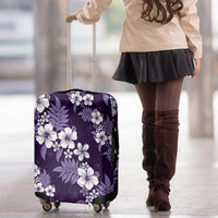 Hawaiian Hibiscus Tribal Floral Purple Luggage Cover Polynesian Tapa Pattern - Polynesian Pride