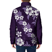 Hawaiian Hibiscus Tribal Floral Purple Padded Jacket Polynesian Tapa Pattern - Polynesian Pride