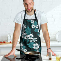 Hawaiian Hibiscus Tribal Floral Teal Apron Polynesian Tapa Pattern - Polynesian Pride