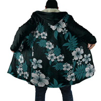 Hawaiian Hibiscus Tribal Floral Teal Cloak Polynesian Tapa Pattern - Polynesian Pride