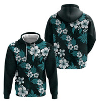Hawaiian Hibiscus Tribal Floral Teal Hoodie Polynesian Tapa Pattern - Polynesian Pride