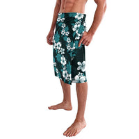 Hawaiian Hibiscus Tribal Floral Teal Lavalava Polynesian Tapa Pattern - Polynesian Pride