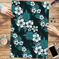 Hawaiian Hibiscus Tribal Floral Teal Puzzle Polynesian Tapa Pattern - Polynesian Pride