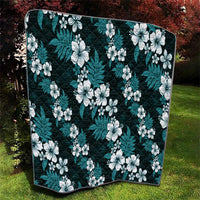 Hawaiian Hibiscus Tribal Floral Teal Quilt Polynesian Tapa Pattern - Polynesian Pride