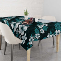 Hawaiian Hibiscus Tribal Floral Teal Tablecloth Polynesian Tapa Pattern - Polynesian Pride