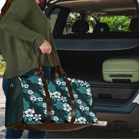 Hawaiian Hibiscus Tribal Floral Teal Travel Bag Polynesian Tapa Pattern - Polynesian Pride