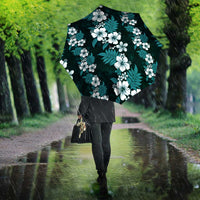 Hawaiian Hibiscus Tribal Floral Teal Umbrella Polynesian Tapa Pattern - Polynesian Pride