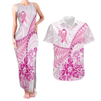 Personalised New Zealand Pink Fern Breast Cancer Couples Matching Tank Maxi Dress and Hawaiian Shirt Polynesian Pattern LT01 Pink - Polynesian Pride