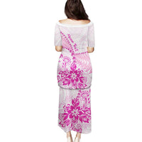 Personalised New Zealand Pink Fern Breast Cancer Family Matching Puletasi and Hawaiian Shirt Polynesian Pattern LT01 - Polynesian Pride