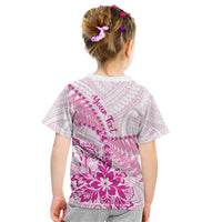 Personalised New Zealand Pink Fern Breast Cancer Kid T Shirt Polynesian Pattern LT01 - Polynesian Pride