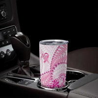 Personalised New Zealand Pink Fern Breast Cancer Tumbler Cup Polynesian Pattern