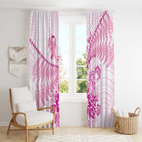 Personalised New Zealand Pink Fern Breast Cancer Window Curtain Polynesian Pattern