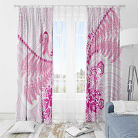 Personalised New Zealand Pink Fern Breast Cancer Window Curtain Polynesian Pattern