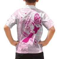 Personalised Aotearoa Breast Cancer Family Matching Off Shoulder Maxi Dress and Hawaiian Shirt New Zealand Maori Pattern LT01 - Polynesian Pride