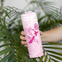 Personalised Aotearoa Breast Cancer Skinny Tumbler Maori Pattern LT01 - Polynesian Pride