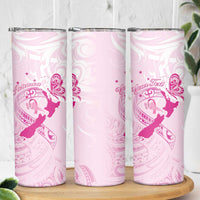 Personalised Aotearoa Breast Cancer Skinny Tumbler Maori Pattern LT01 - Polynesian Pride