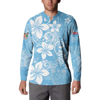 Fiji Tapa Pattern Button Sweatshirt Plumeria Floral