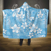 Fiji Tapa Pattern Hooded Blanket Plumeria Floral
