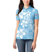Fiji Tapa Pattern Women Polo Shirt Plumeria Floral