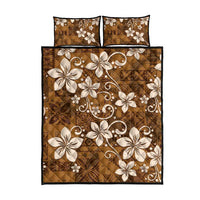 Plumeria Floral Tapa Pattern Vintage Gold Quilt Bed Set