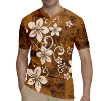 Plumeria Floral Tapa Pattern Vintage Gold Rugby Jersey