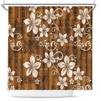 Plumeria Floral Tapa Pattern Vintage Gold Shower Curtain LT01 Gold - Polynesian Pride