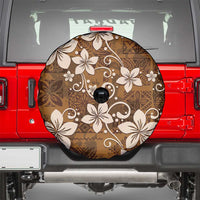 Plumeria Floral Tapa Pattern Vintage Gold Spare Tire Cover