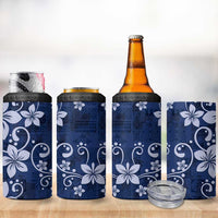 Plumeria Floral Tapa Pattern Navy Blue 4 in 1 Can Cooler Tumbler