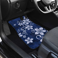Plumeria Floral Tapa Pattern Navy Blue Car Mats