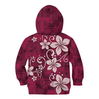 Plumeria Floral Tapa Pattern Ruby Pink Kid Hoodie