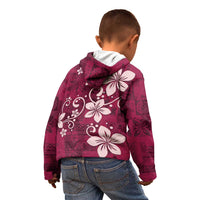 Plumeria Floral Tapa Pattern Ruby Pink Kid Hoodie