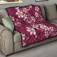 Plumeria Floral Tapa Pattern Ruby Pink Quilt LT01 - Polynesian Pride