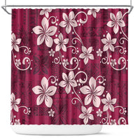 Plumeria Floral Tapa Pattern Ruby Pink Shower Curtain LT01 Pink - Polynesian Pride