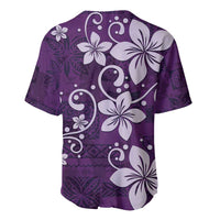 Plumeria Floral Tapa Pattern Amethyst Purple Baseball Jersey LT01 - Polynesian Pride