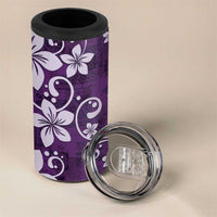 Plumeria Floral Tapa Pattern Amethyst Purple 4 in 1 Can Cooler Tumbler