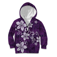 Plumeria Floral Tapa Pattern Amethyst Purple Kid Hoodie