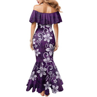 Plumeria Floral Tapa Pattern Amethyst Purple Mermaid Dress LT01 - Polynesian Pride