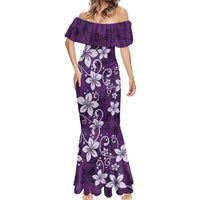 Plumeria Floral Tapa Pattern Amethyst Purple Mermaid Dress LT01 - Polynesian Pride