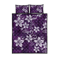 Plumeria Floral Tapa Pattern Amethyst Purple Quilt Bed Set