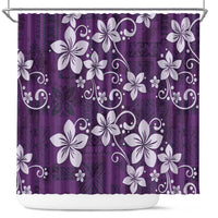 Plumeria Floral Tapa Pattern Amethyst Purple Shower Curtain LT01 Purple - Polynesian Pride