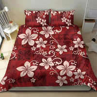 Plumeria Floral Tapa Pattern Oxblood Red Bedding Set