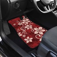 Plumeria Floral Tapa Pattern Oxblood Red Car Mats