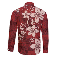 Plumeria Floral Tapa Pattern Oxblood Red Family Matching Short Sleeve Bodycon Dress and Hawaiian Shirt LT01 - Polynesian Pride